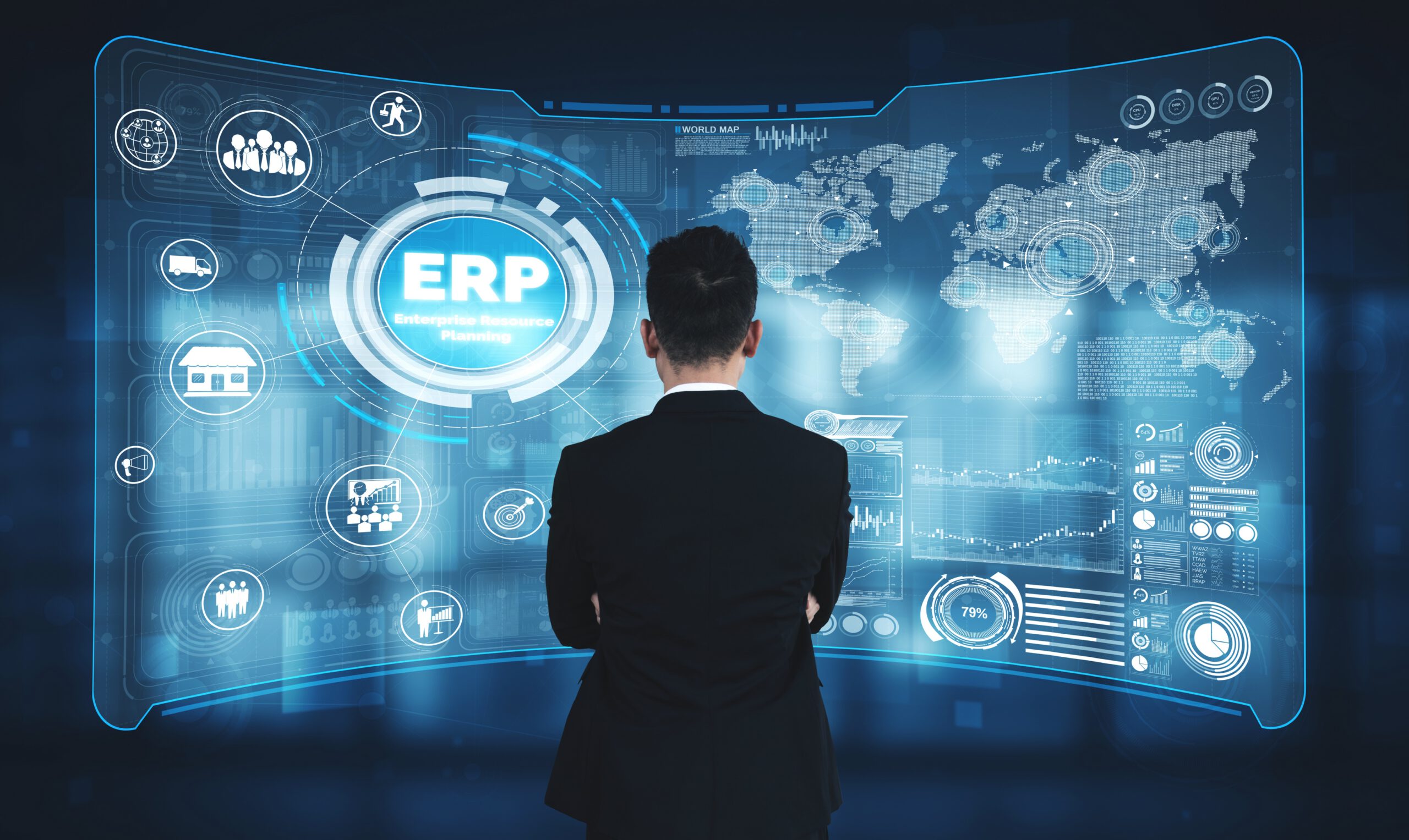 Enterprise Resource Management ERP software system for business resources plan